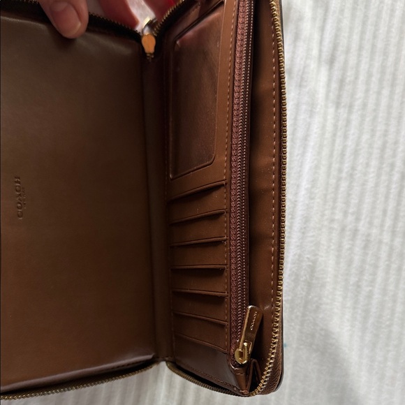 Coach Brown Signature Canvas Zip Wristlet - Picture 9 of 12